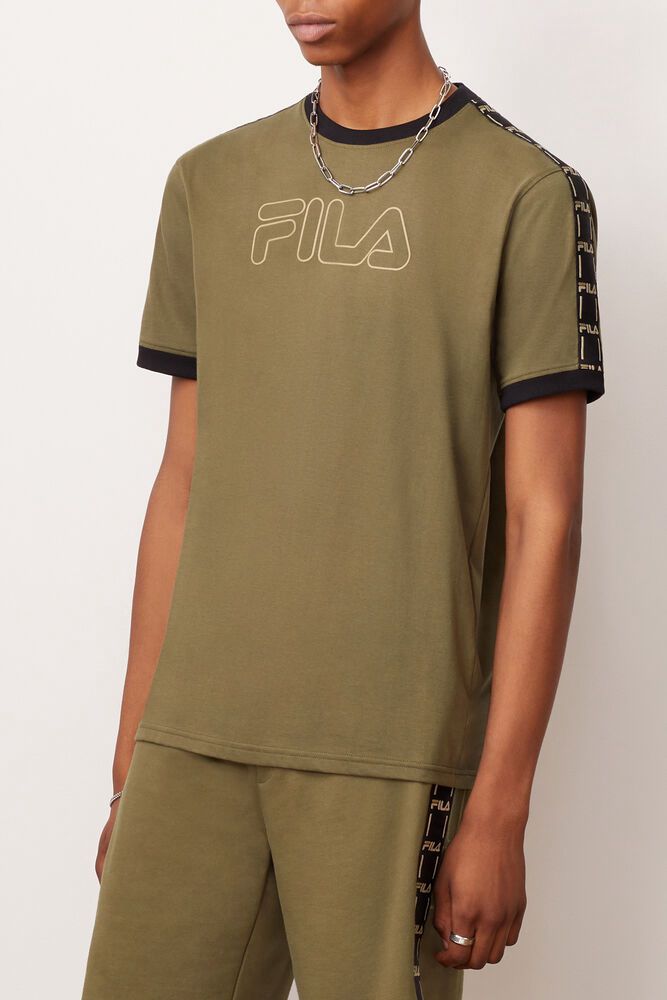 Fila T-Shirt Mens Olive Thebe - Ireland 25163-QJLX